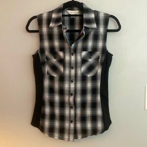 Christopher & Banks Sleeveless Cotton Button-down